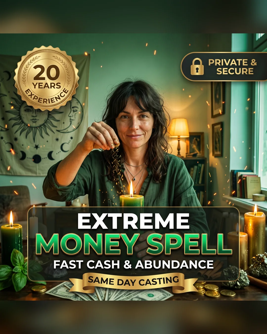 Extreme Money Spell cover by Melinora, for money that is owed, delayed or stuck